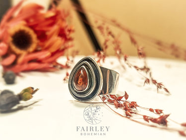 sterling silver handmade Amber Ring Boho Statement Ring